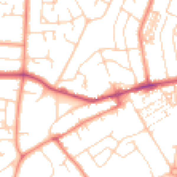 Daytime road noise heatmap for YO26 5LY