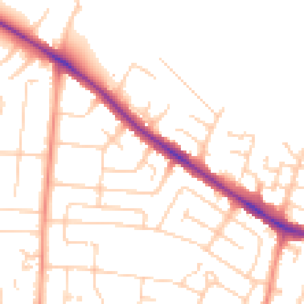 Daytime road noise heatmap for YO26 5LZ
