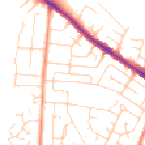 Daytime road noise heatmap for YO26 5NR