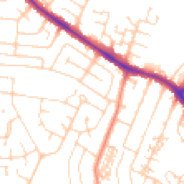 Daytime road noise heatmap for YO26 5NY