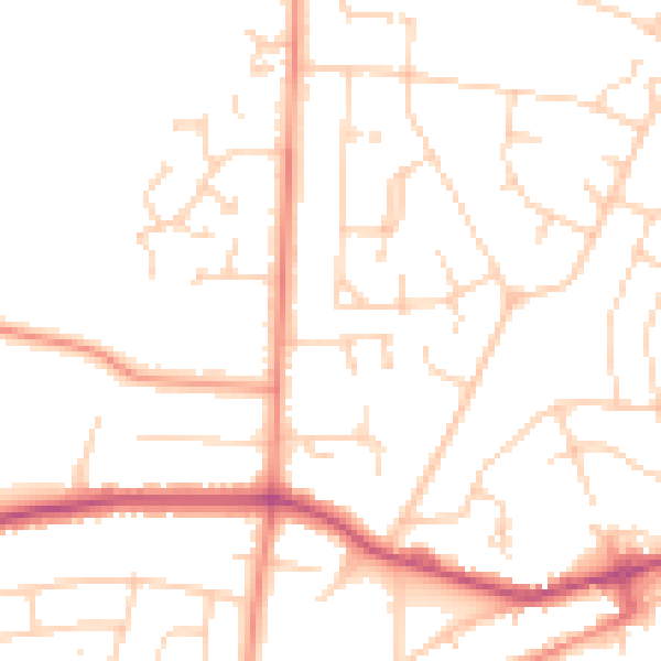 Daytime road noise heatmap for YO26 5PE