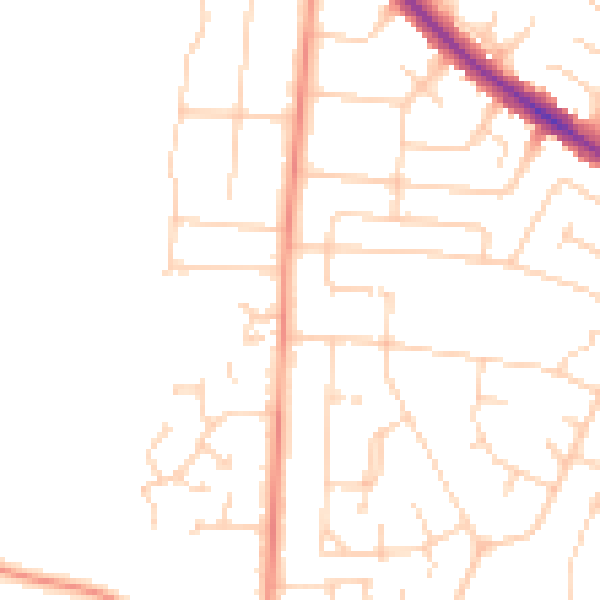 Daytime road noise heatmap for YO26 5PJ