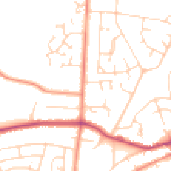 Daytime road noise heatmap for YO26 5PN