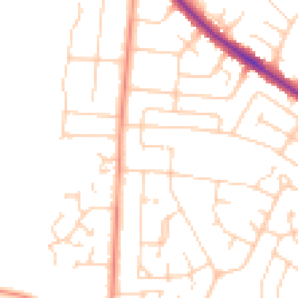 Daytime road noise heatmap for YO26 5QJ