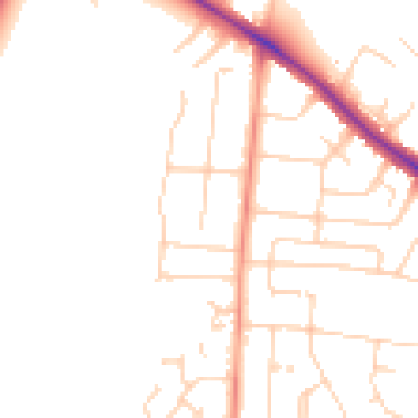Daytime road noise heatmap for YO26 5RA