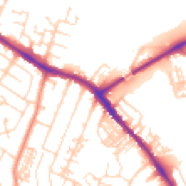Daytime road noise heatmap for YO26 5RT