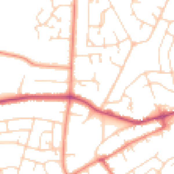 Daytime road noise heatmap for YO26 5TL