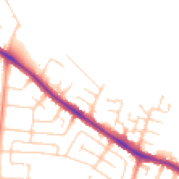 Daytime road noise heatmap for YO26 6BH