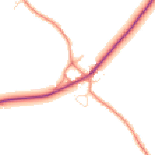 Daytime road noise heatmap for YO26 7PF