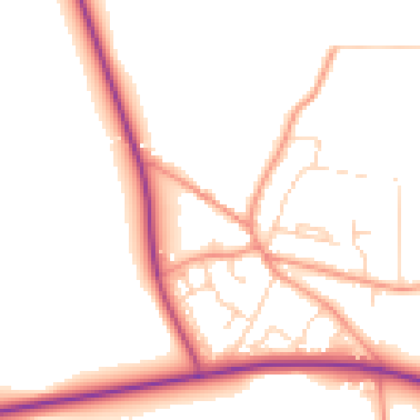 Daytime road noise heatmap for YO26 8AD