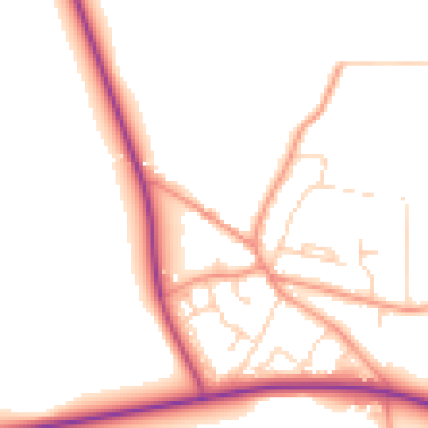 Daytime road noise heatmap for YO26 8AE