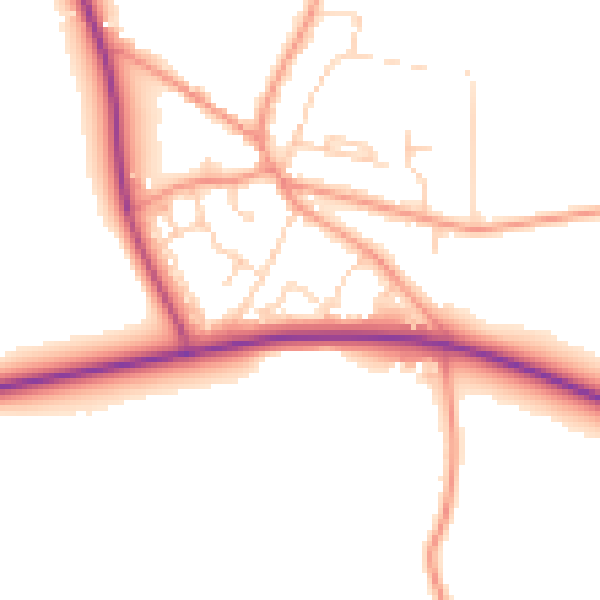 Daytime road noise heatmap for YO26 8BE