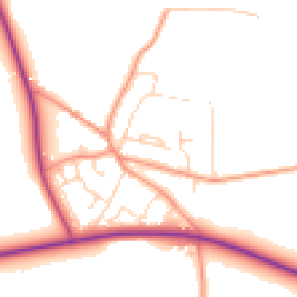 Daytime road noise heatmap for YO26 8BJ