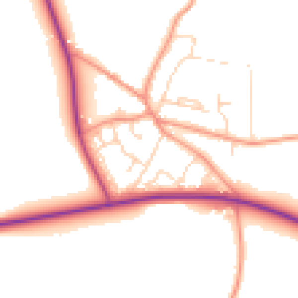 Daytime road noise heatmap for YO26 8BP