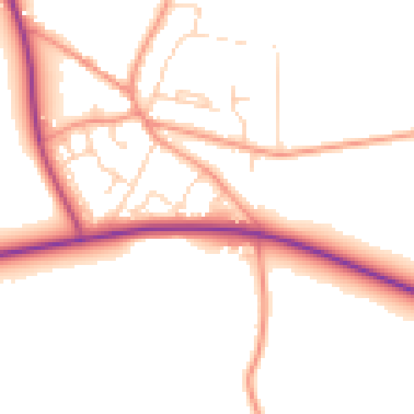 Daytime road noise heatmap for YO26 8BR