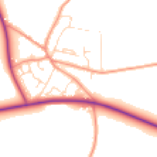 Daytime road noise heatmap for YO26 8BW