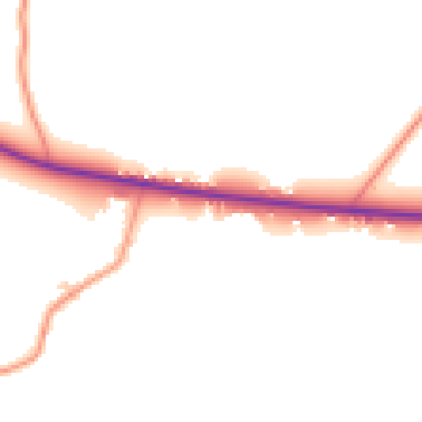 Daytime road noise heatmap for YO26 8DJ