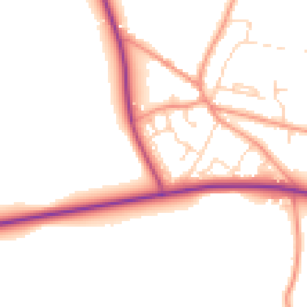 Daytime road noise heatmap for YO26 8FB