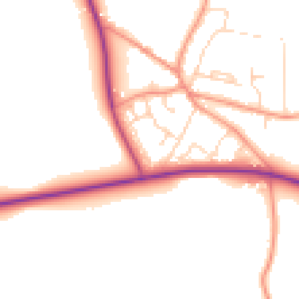 Daytime road noise heatmap for YO26 8FD