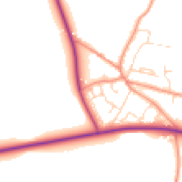 Daytime road noise heatmap for YO26 8FE