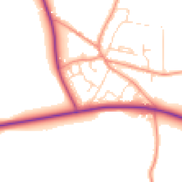 Daytime road noise heatmap for YO26 8FF