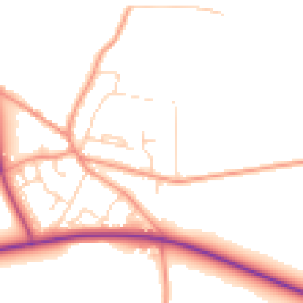 Daytime road noise heatmap for YO26 8FL