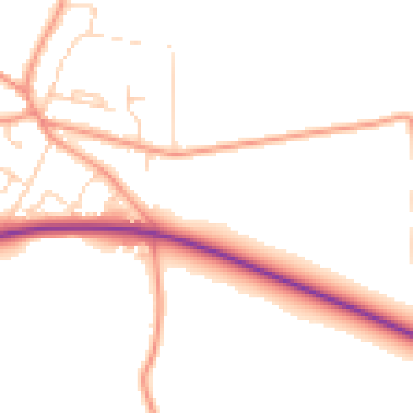 Daytime road noise heatmap for YO26 8FT