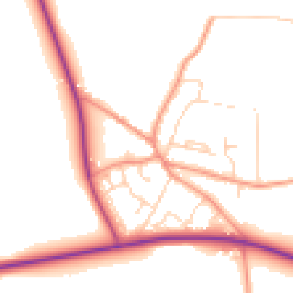 Daytime road noise heatmap for YO26 8HF