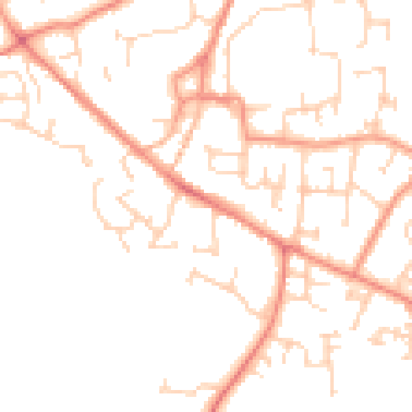 Daytime road noise heatmap for YO61 3JB