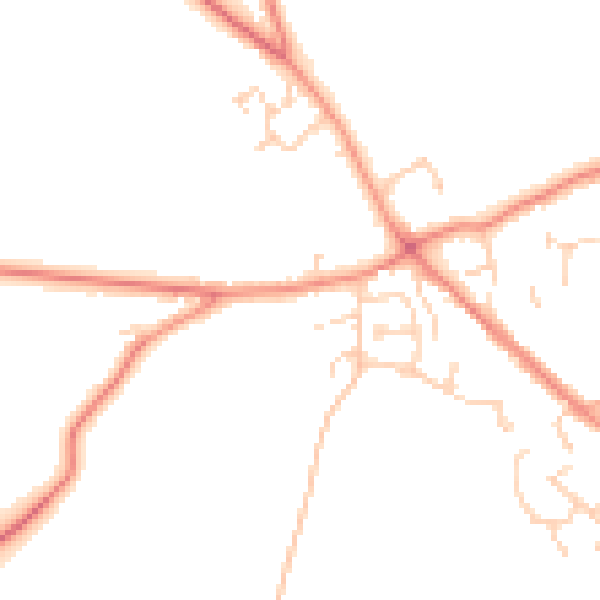 Daytime road noise heatmap for YO61 3JY