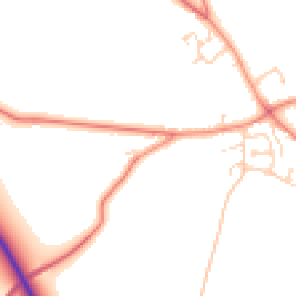 Daytime road noise heatmap for YO61 3JZ