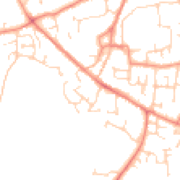 Daytime road noise heatmap for YO61 3QH
