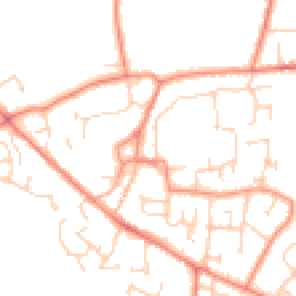 Daytime road noise heatmap for YO61 3QW